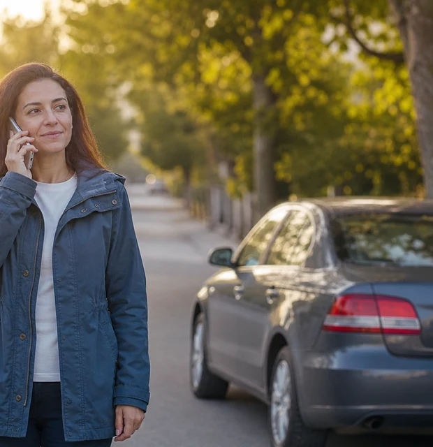 Yol kenarında aracının yanında telefonla destek alan sürücü